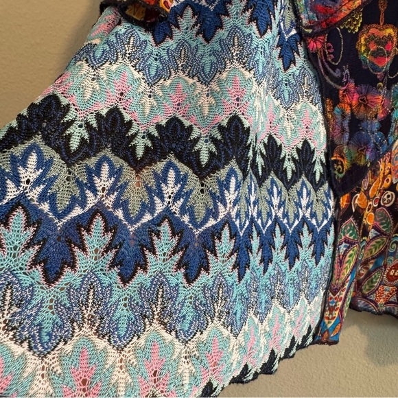 Calessa Blouse 3/4 Sleeves Mesh Boho Artsy Colorful L - Picture 4 of 8